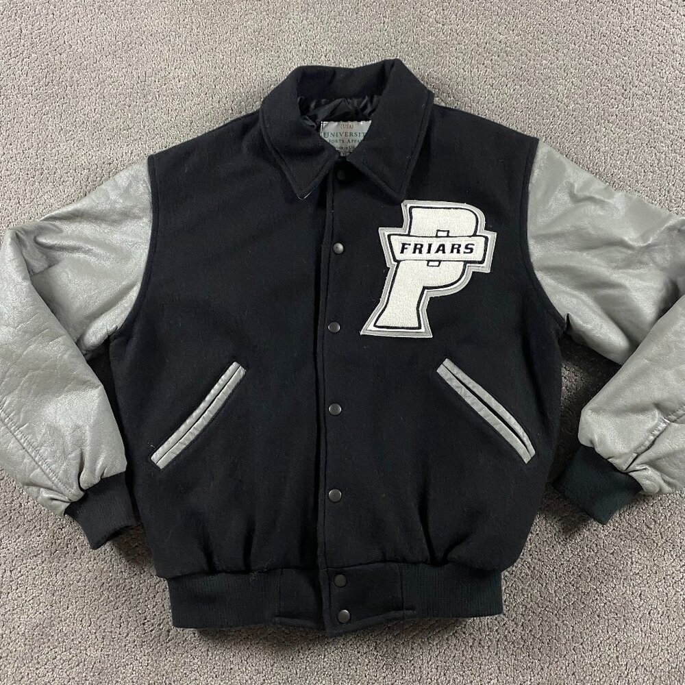 Vintage Providence College Friars Varsity Jacket Men's Small Wool Leather USA